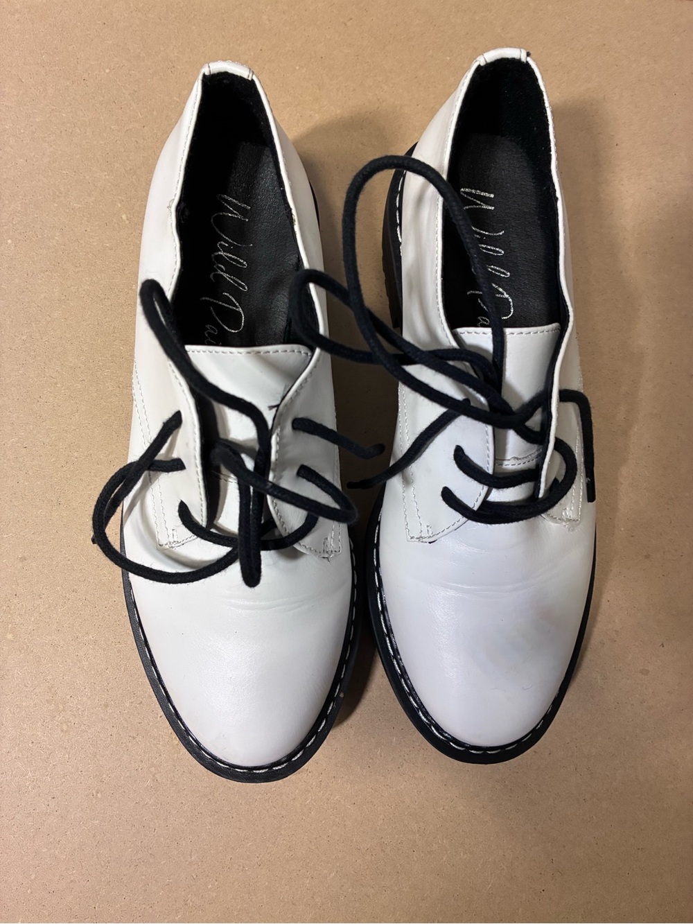 Wild Pair White Lace-Up Women's Boots with Black Laces